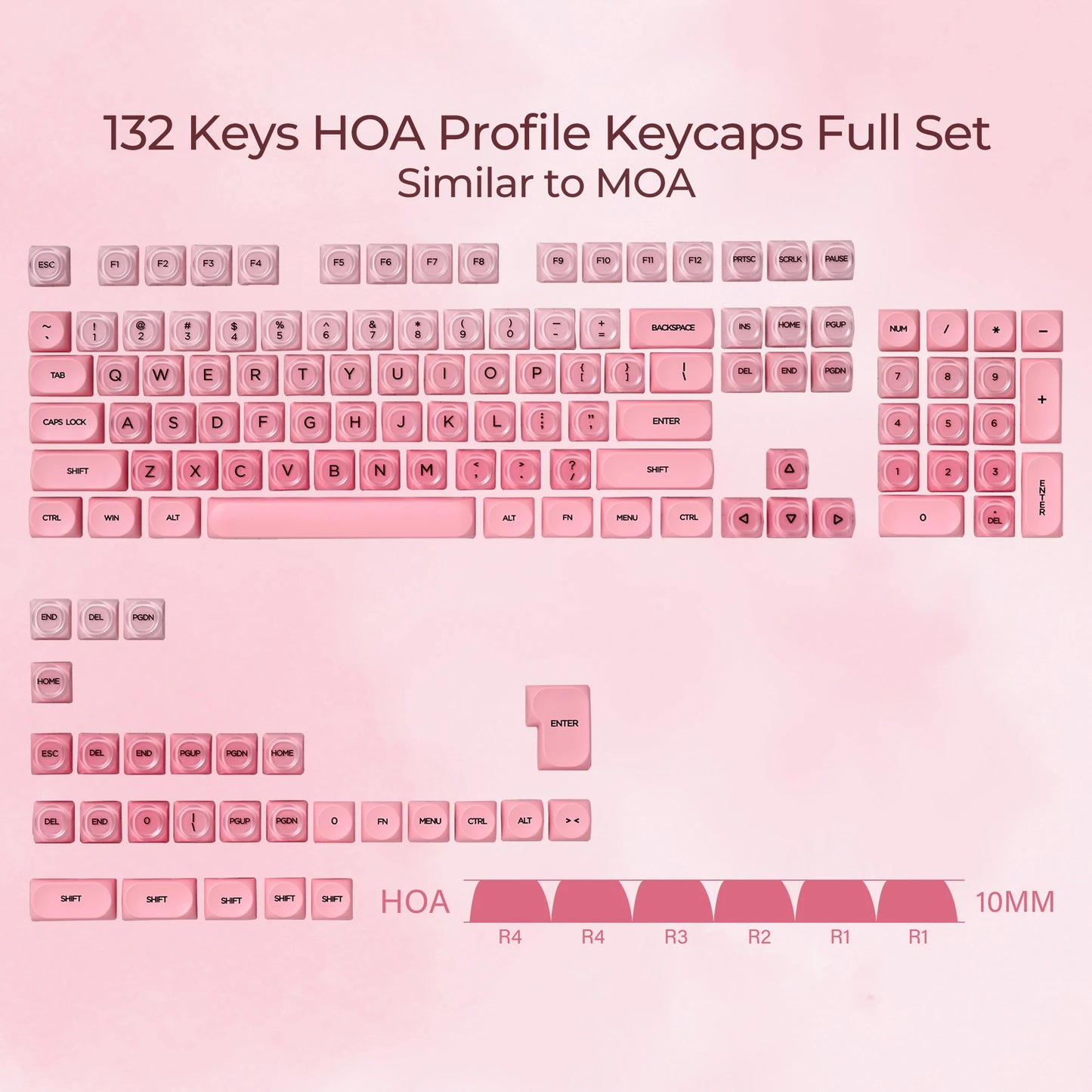 Cherry Pudding 143-Key MOA Profile Dye-Sub PBT Keycap Set