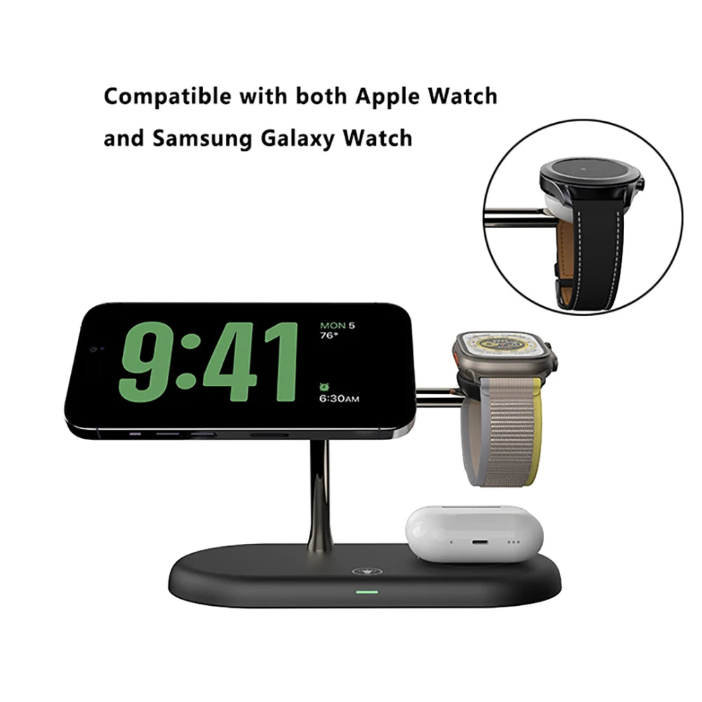 3 in 1 Wireless Charger Stand For iPhone 12/13/14/15/16/17 Fast Charging Station