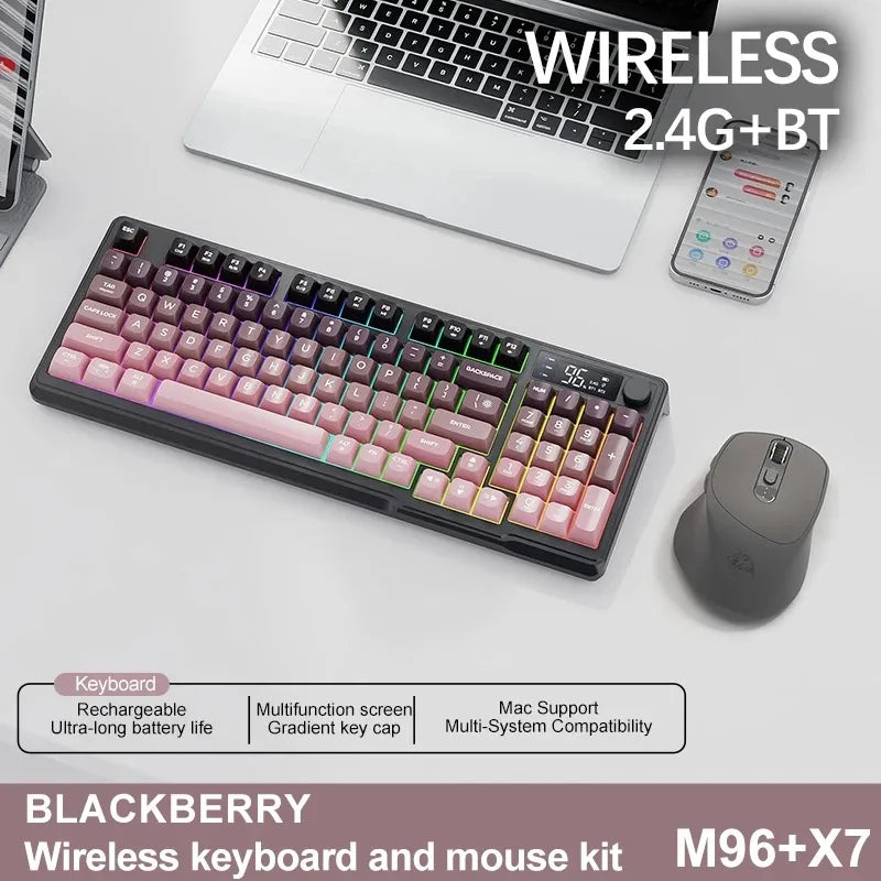 Original Brand FreeWolf M96 Wireless Keyboard with Screen,Gaming Keyboard Bluetooth Dual-Mode Connection,Multi-Device Linking