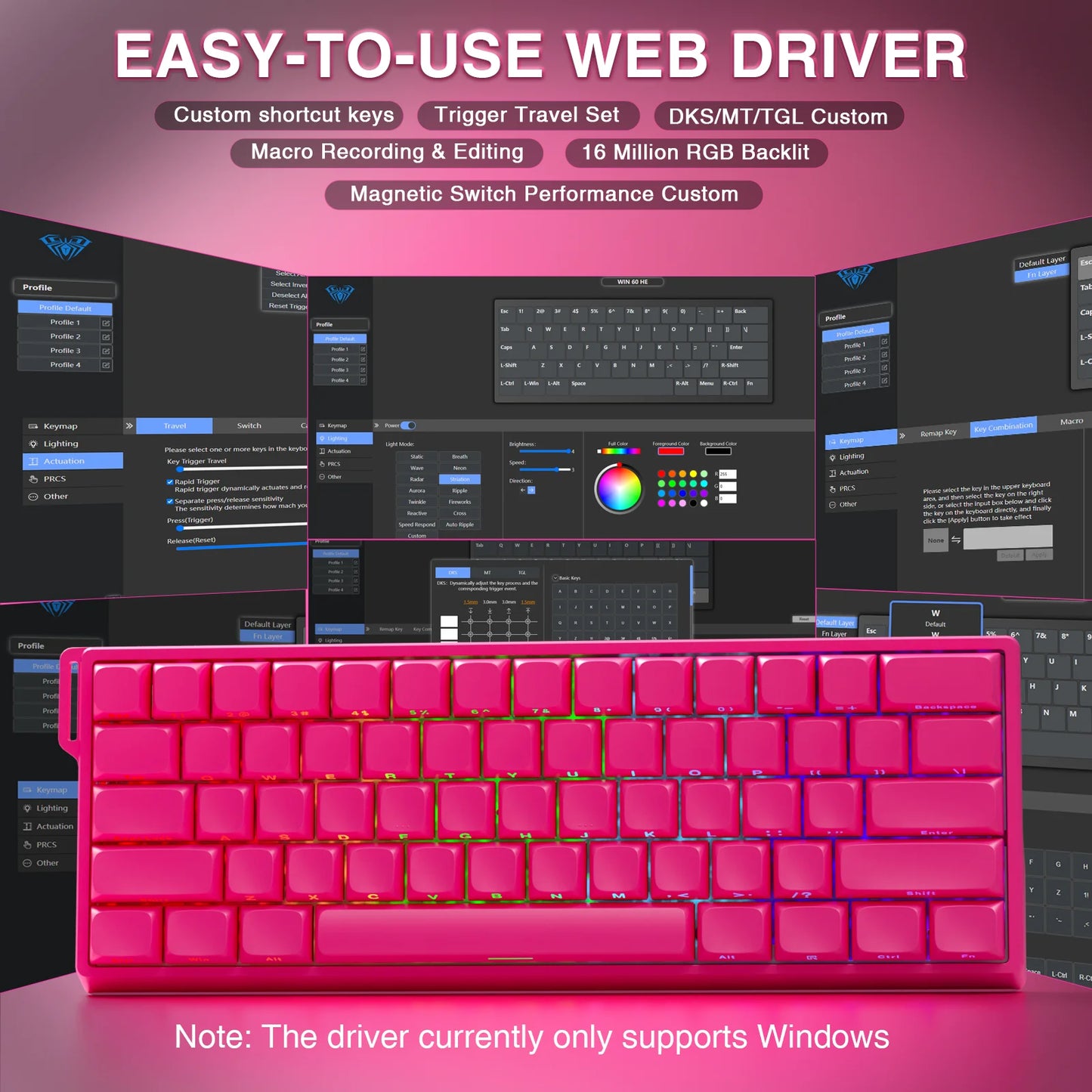 Magnetic Switch Keyboard Rapid Trigger 8K Return RGB Hotswap 60% Layout Esports Gaming Keyboard