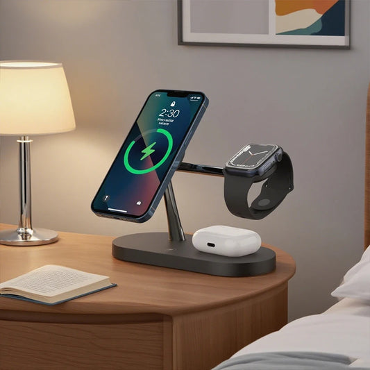 3 in 1 Wireless Charger Stand For iPhone 12/13/14/15/16/17 Fast Charging Station