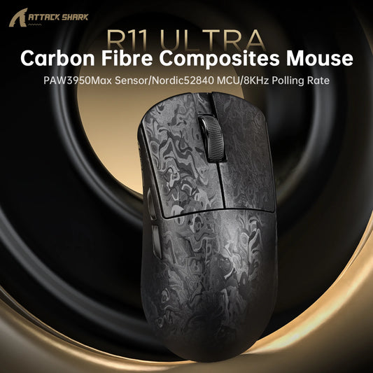 ATTACK SHARK R11 ULTRA Carbon Fiber Wireless Gaming Mouse,