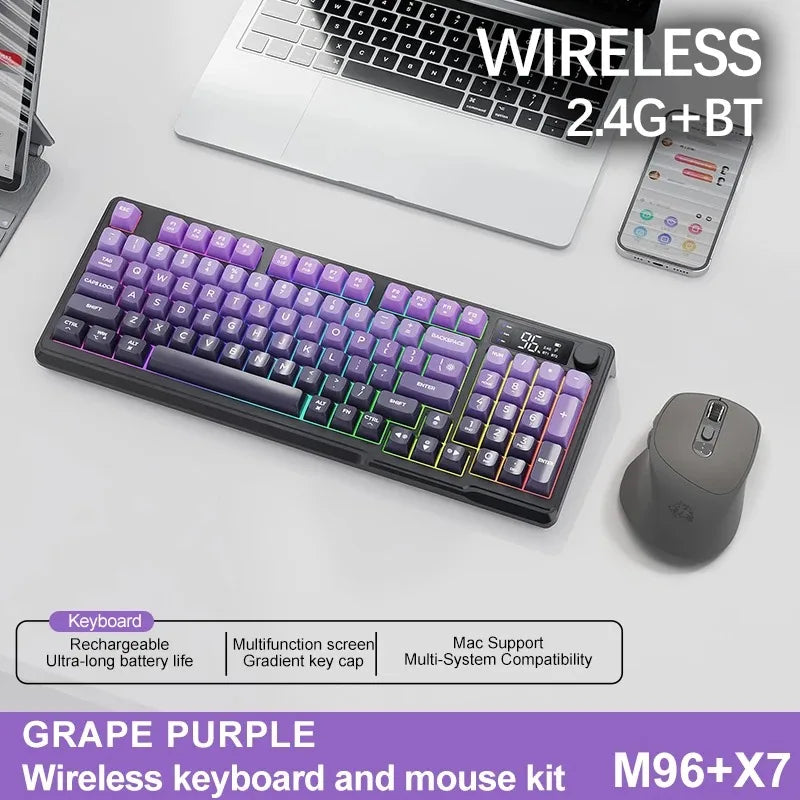 Original Brand FreeWolf M96 Wireless Keyboard with Screen,Gaming Keyboard Bluetooth Dual-Mode Connection,Multi-Device Linking