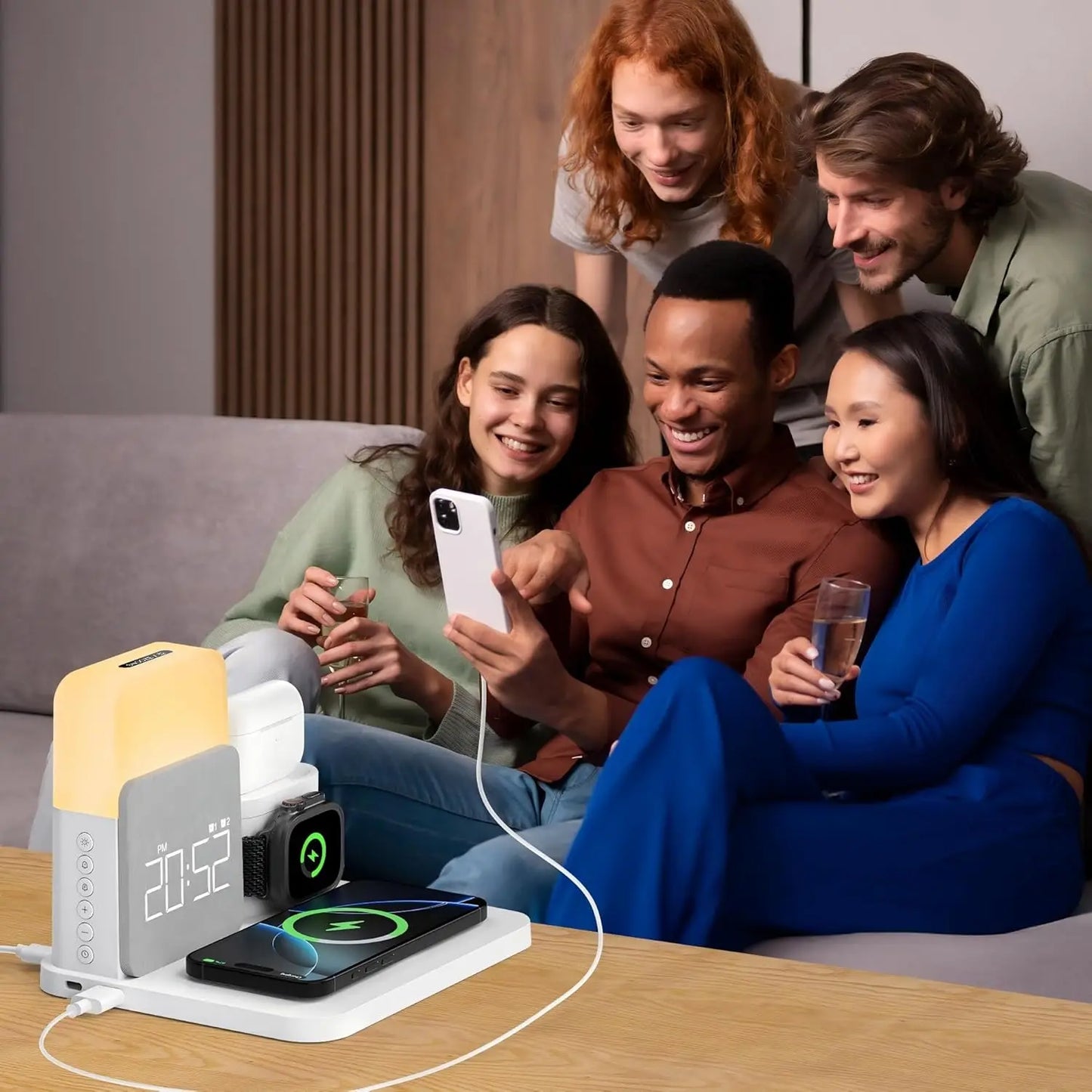 7-in-1 MagSafe Alarm Clock Charger-Wireless Station for iPhone