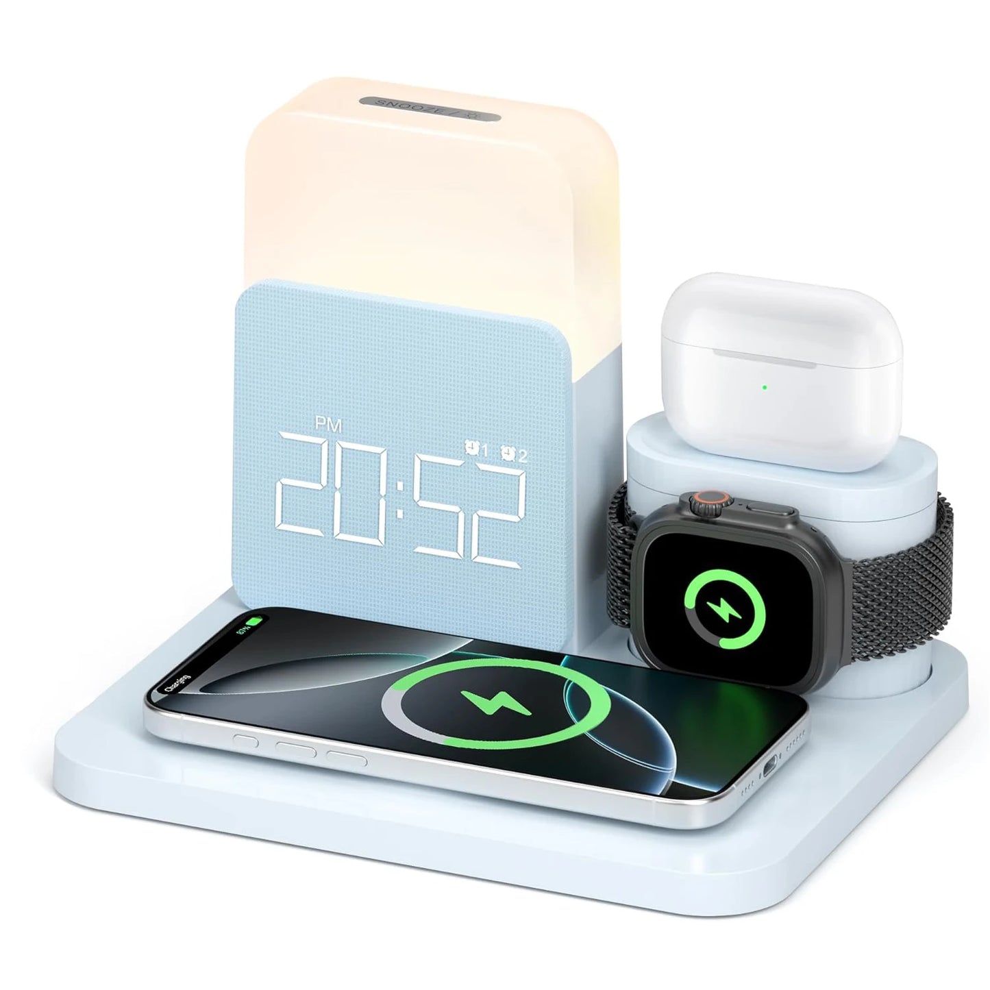 7-in-1 MagSafe Alarm Clock Charger-Wireless Station for iPhone