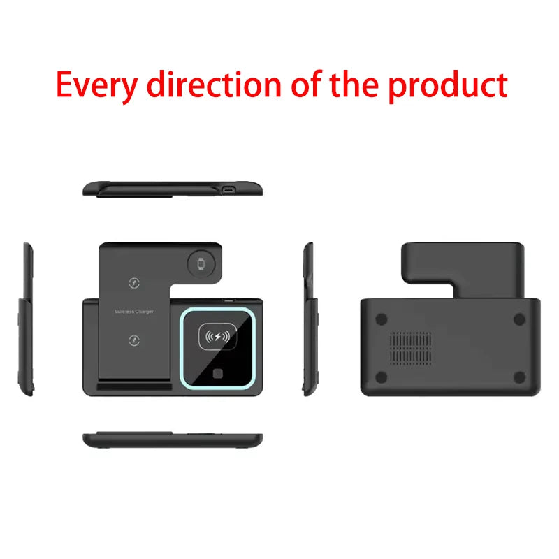 Fast Charging Station For iPhone 17 16 15 14 13 12 folding Wireless Charger Stand for Apple Watch 10 9 8 7 6 5 4 Airpods