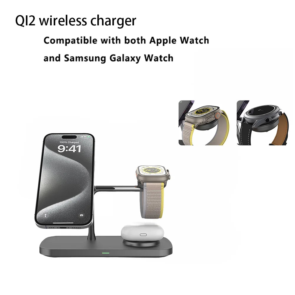 3 in 1 Wireless Charger Stand For iPhone 12/13/14/15/16/17 Fast Charging Station