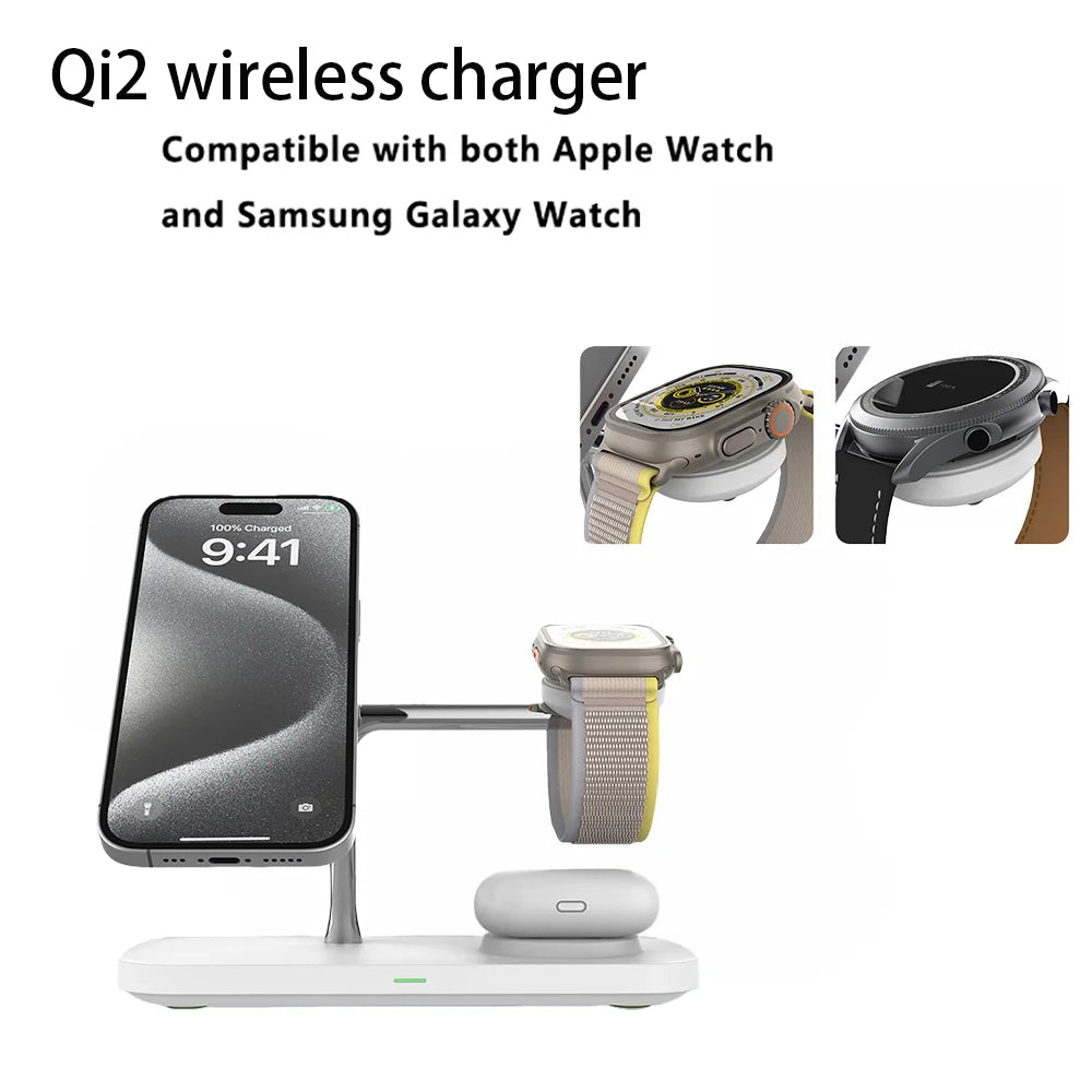 3 in 1 Wireless Charger Stand For iPhone 12/13/14/15/16/17 Fast Charging Station