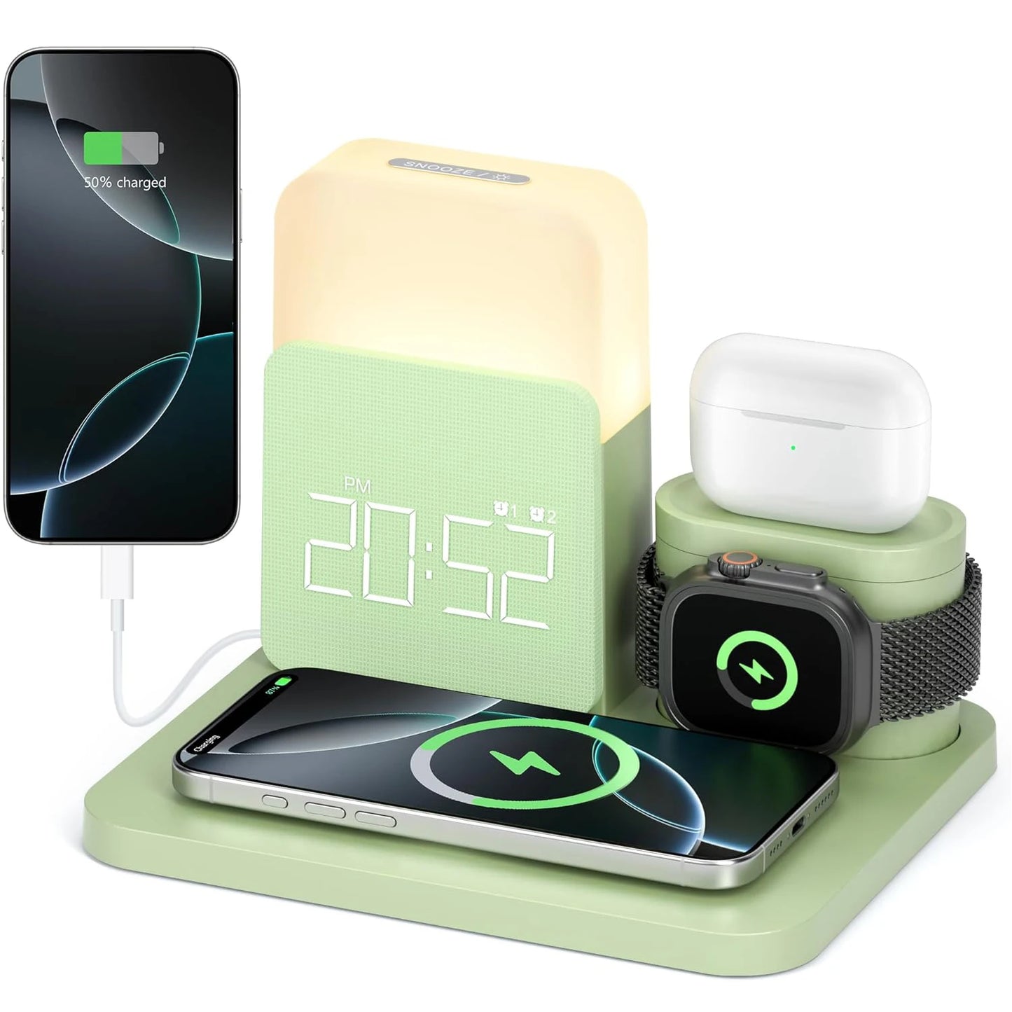 7-in-1 MagSafe Alarm Clock Charger-Wireless Station for iPhone