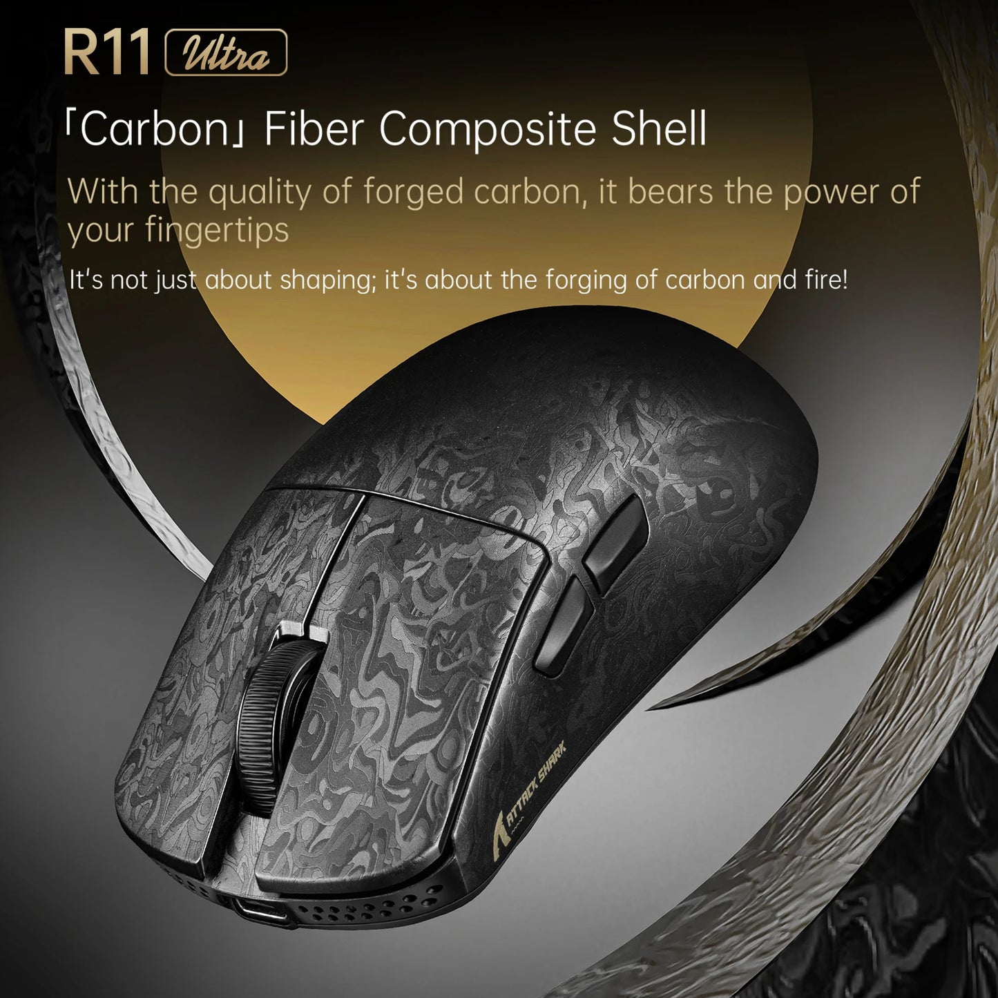 ATTACK SHARK R11 ULTRA Carbon Fiber Wireless Gaming Mouse,
