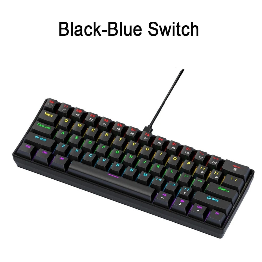 Original Brand APAYADO K61 Mini Mechanical Keyboard,Wired,61 Keys,Phantom RGB, Blue Mechanical Switch for Gaming,60% Portable