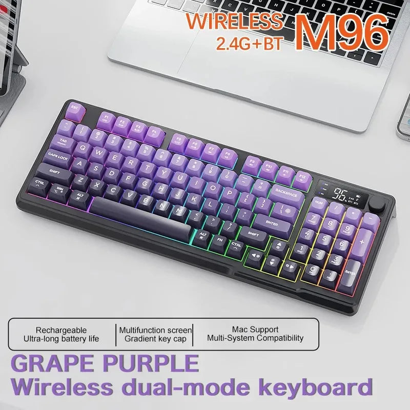 Original Brand FreeWolf M96 Wireless Keyboard with Screen,Gaming Keyboard Bluetooth Dual-Mode Connection,Multi-Device Linking