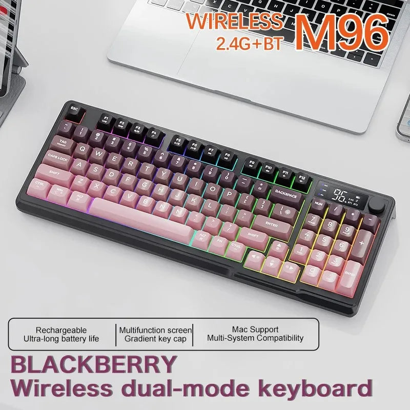 Original Brand FreeWolf M96 Wireless Keyboard with Screen,Gaming Keyboard Bluetooth Dual-Mode Connection,Multi-Device Linking