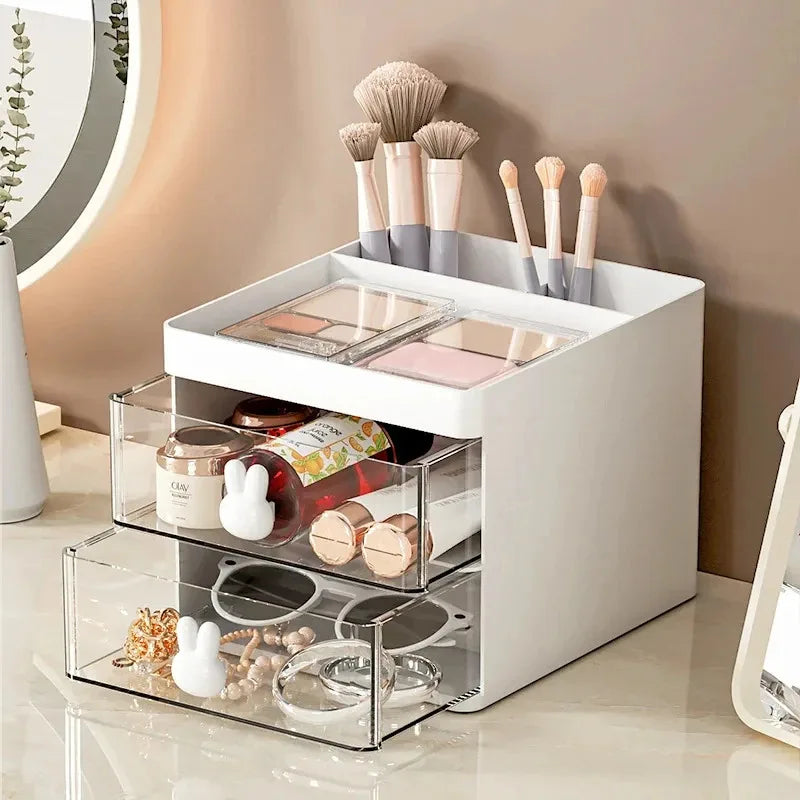 Drawer-style desktop storage box, desk organizer for business cards, mobile phones, stationery, and cosmetics