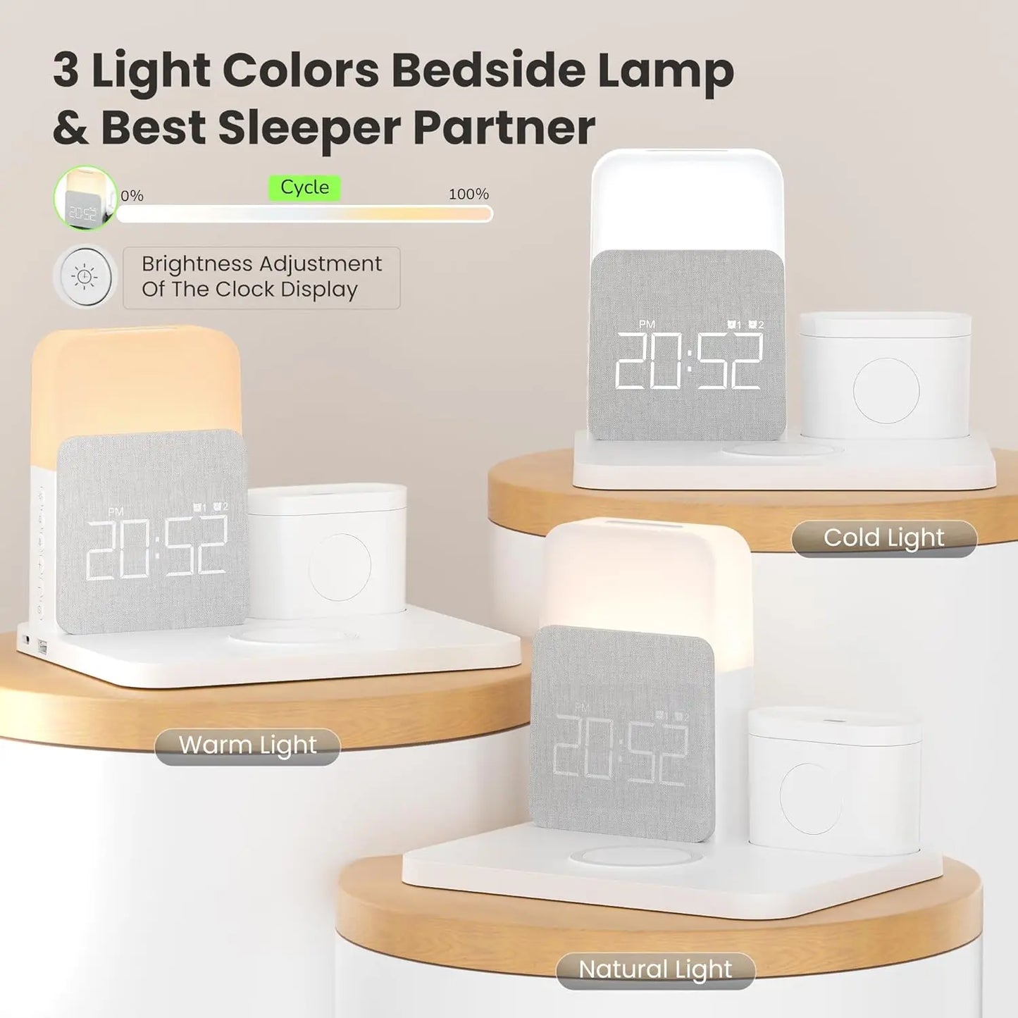 7-in-1 MagSafe Alarm Clock Charger-Wireless Station for iPhone