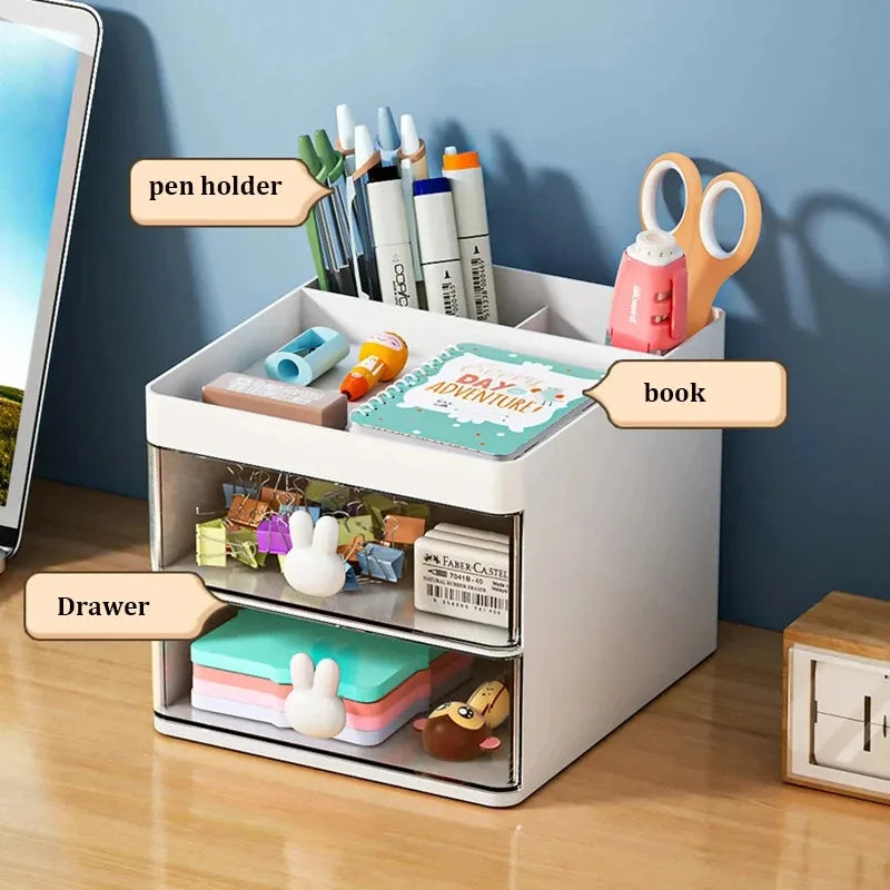 Drawer-style desktop storage box, desk organizer for business cards, mobile phones, stationery, and cosmetics