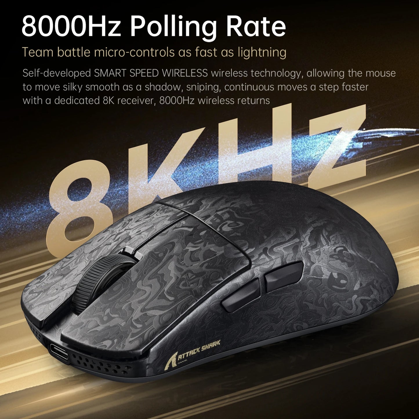 ATTACK SHARK R11 ULTRA Carbon Fiber Wireless Gaming Mouse,